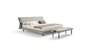 NEL - Fabric double bed with upholstered headboard by Max Divani - view 3